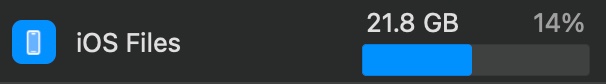 iOS Files storage category and measured size.