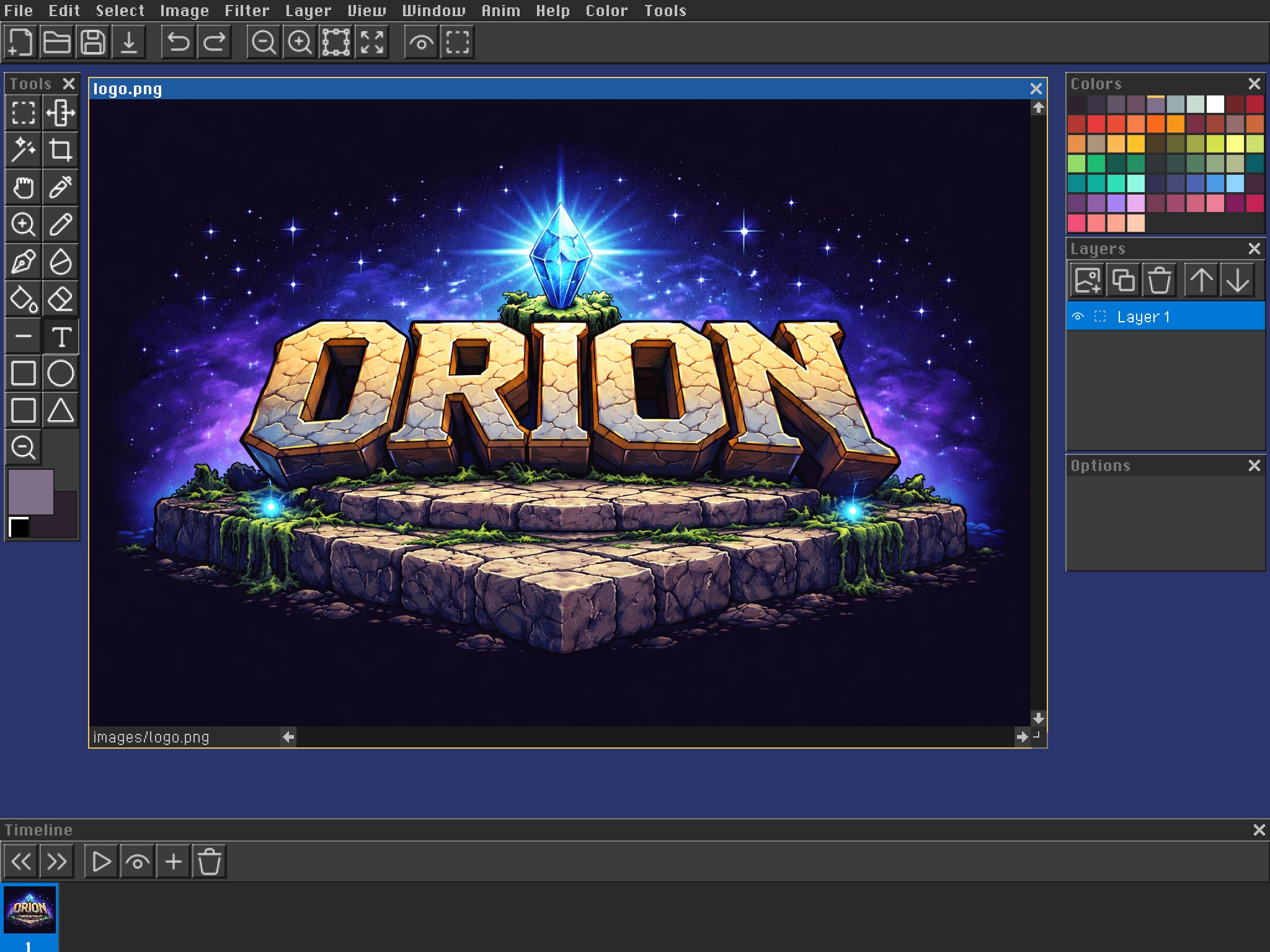 Image Editor with Orion artwork open