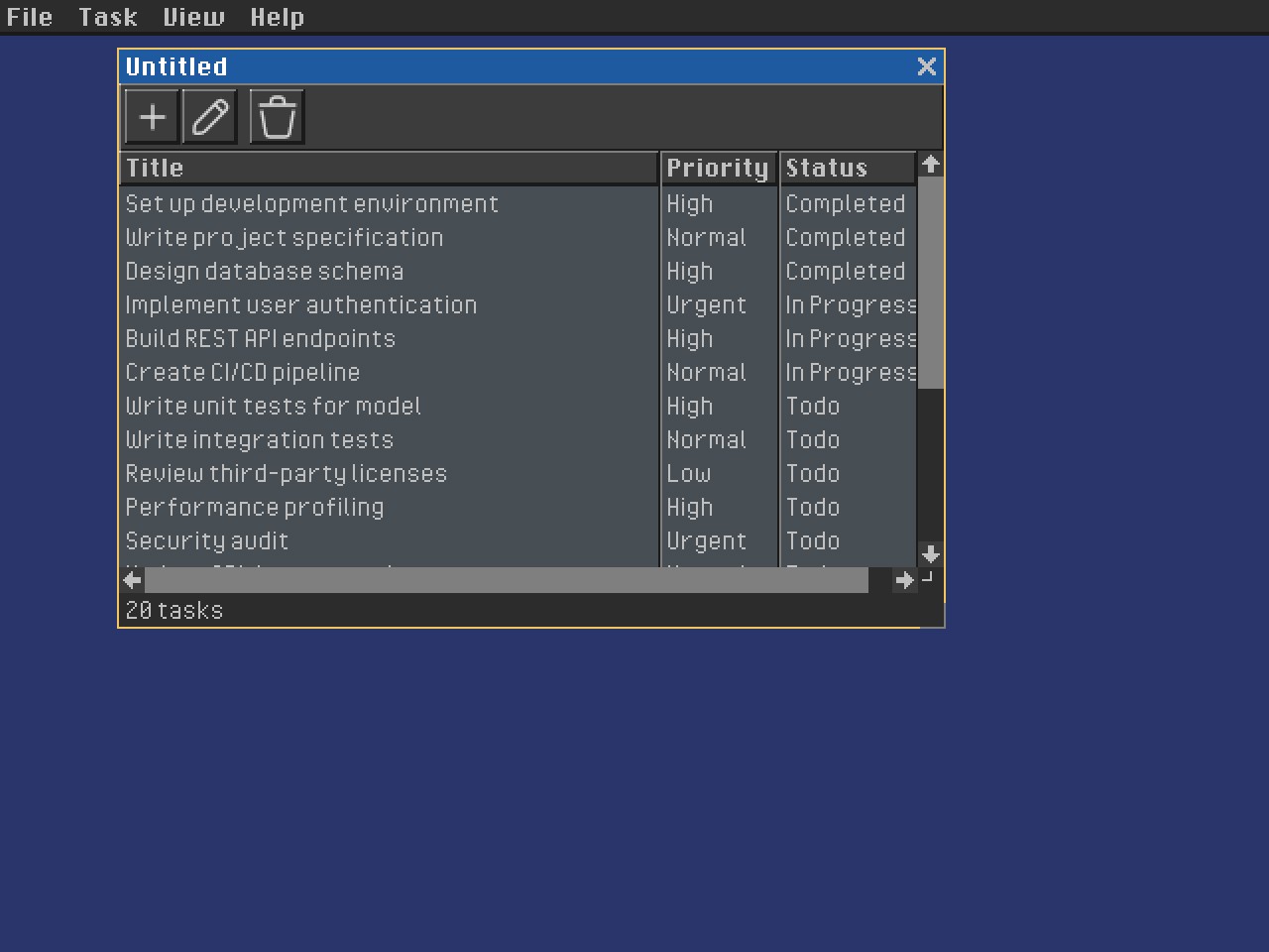 Task Manager controls